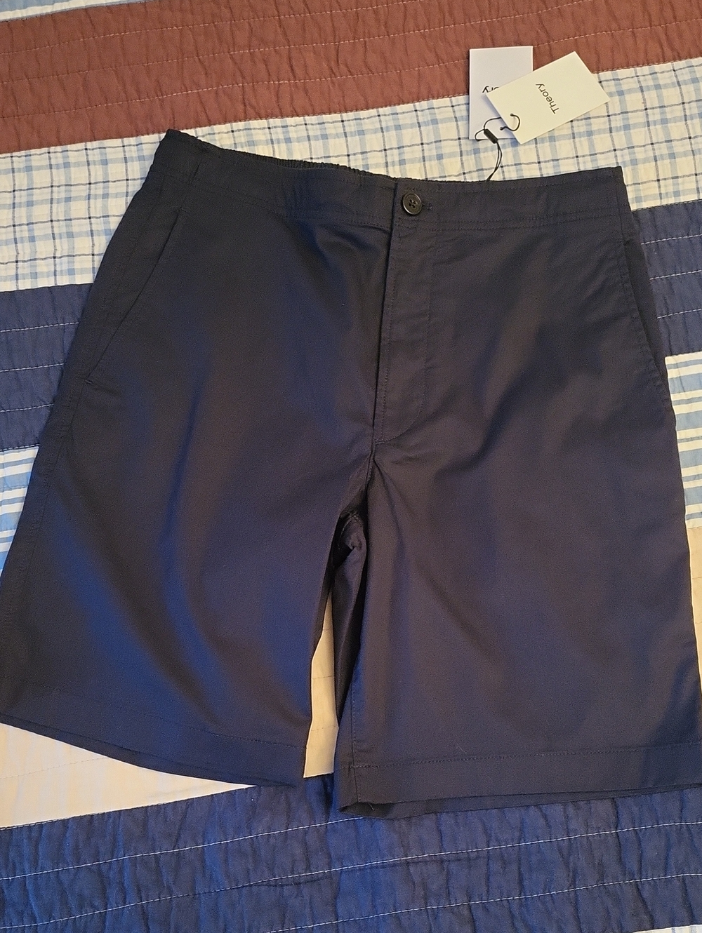 Theory Laurence B DRW Shorts, Size 30,dark Navy Blue